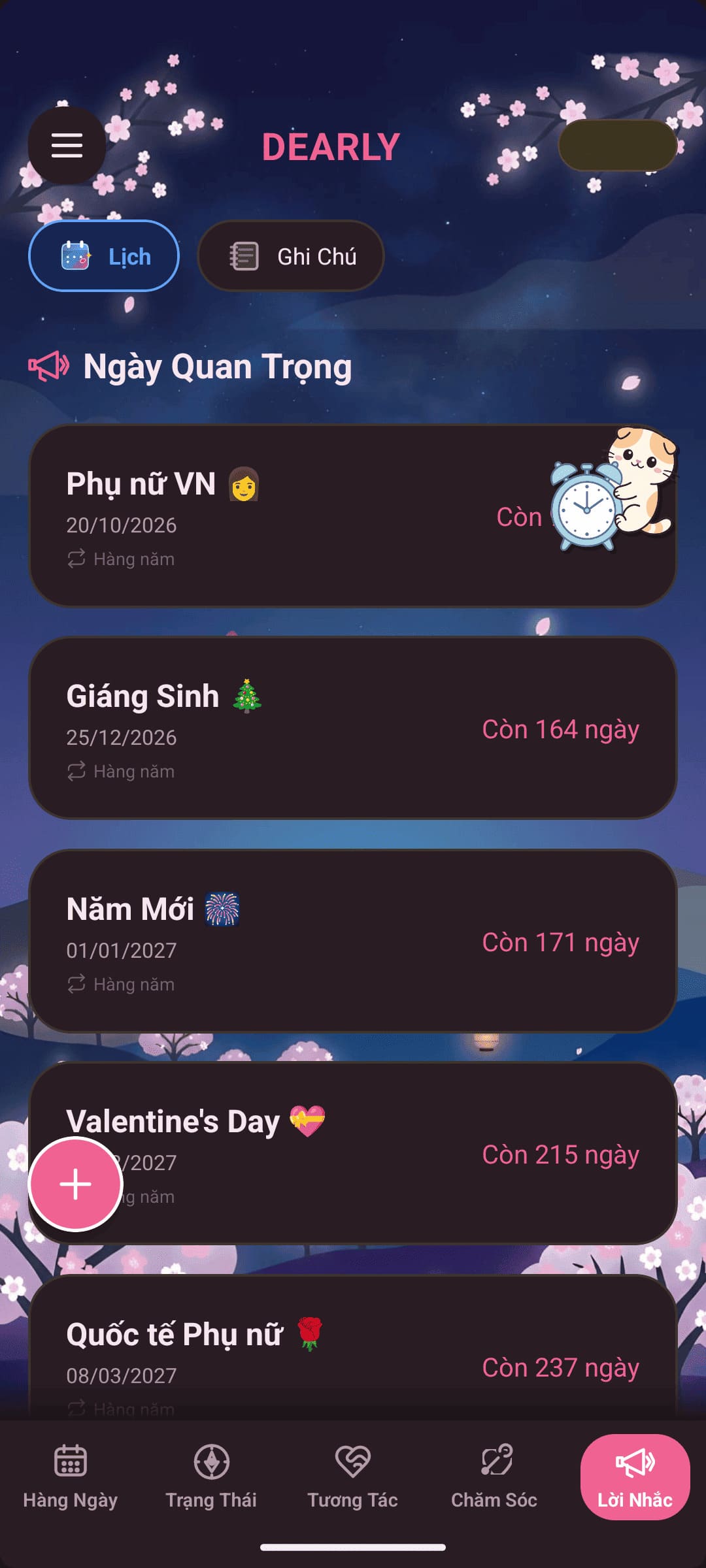 Lịch Nhắc Kỷ Niệm